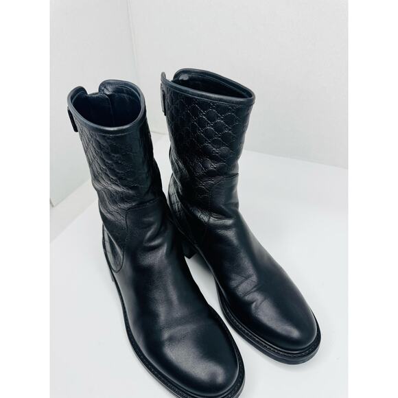 Gucci GG Microguccissima Black Leather Moto Ankle Boots EU 36  Biker Booties - Picture 13 of 13